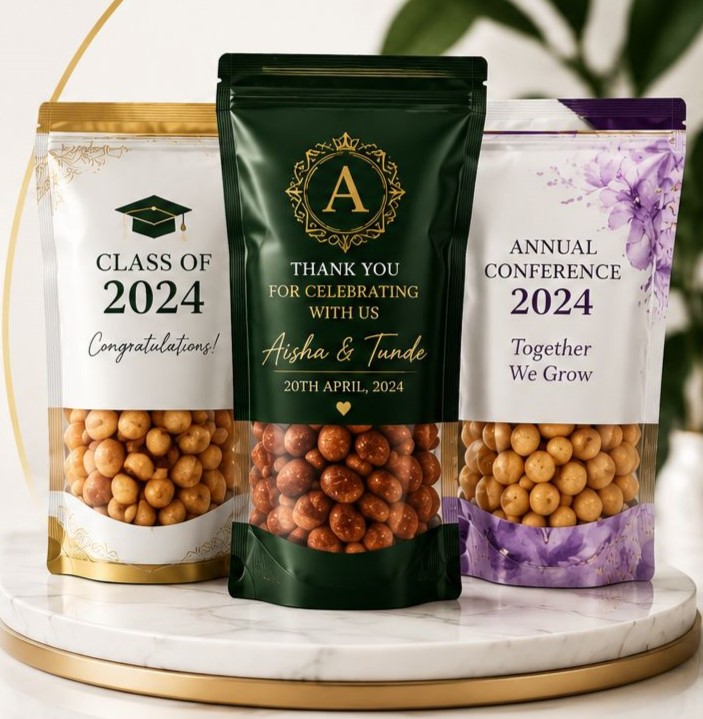 Custom event branded snack packaging by Joseph's Soil